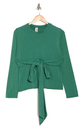 Go Couture Tie Front Long Sleeve Knit Top