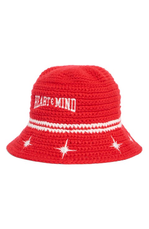 Embroidered Knit Bucket Hat