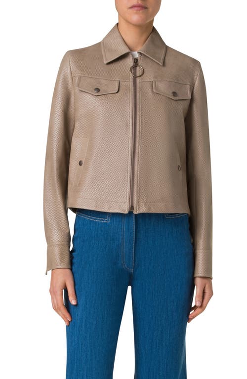 Akris Punto Pin Dot Lambskin Leather Jacket In Beige