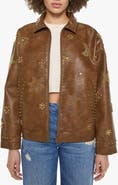 MOTHER The Zip It Studded Faux Leather Jacket