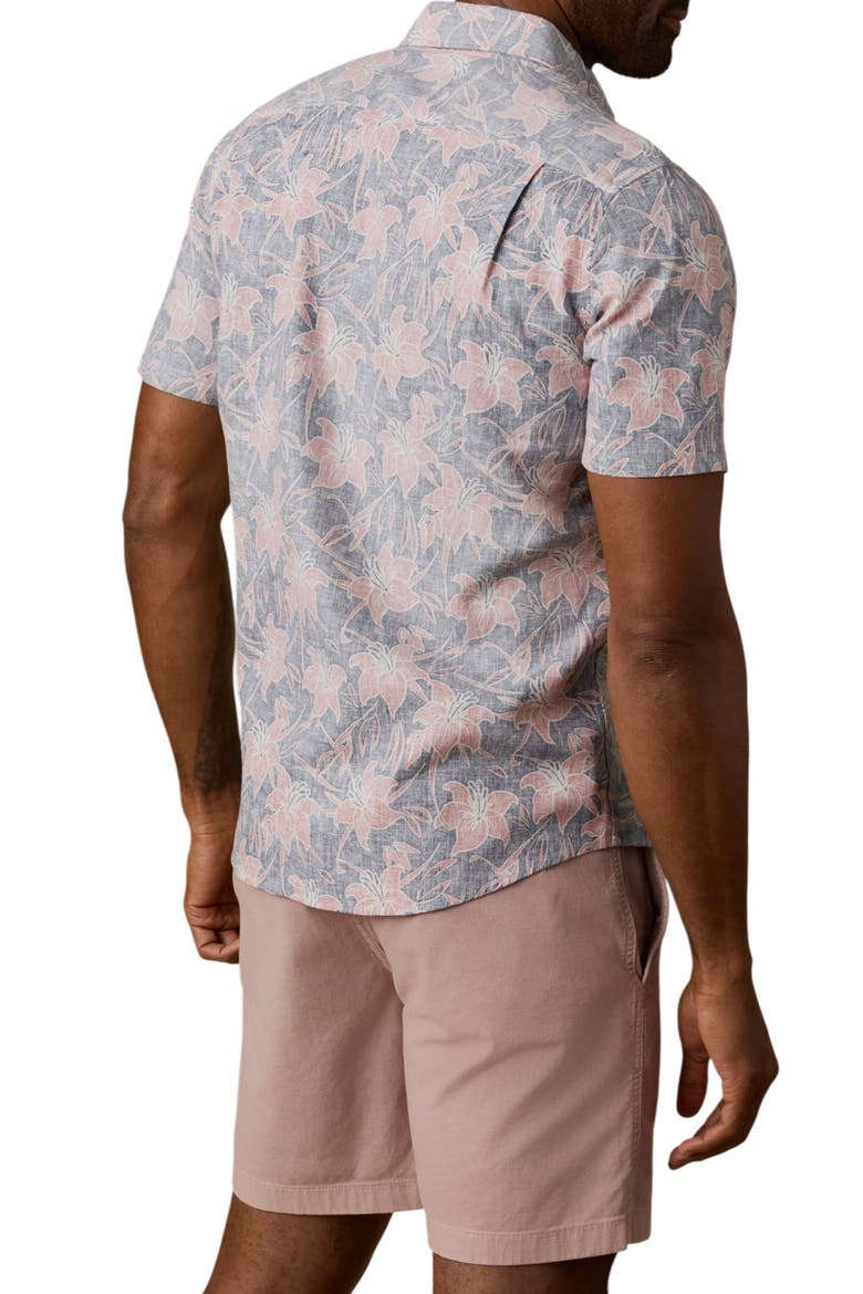 Breeze Short Sleeve Button-Down Shirt, Alternate, color, NAVY RED LOTUS