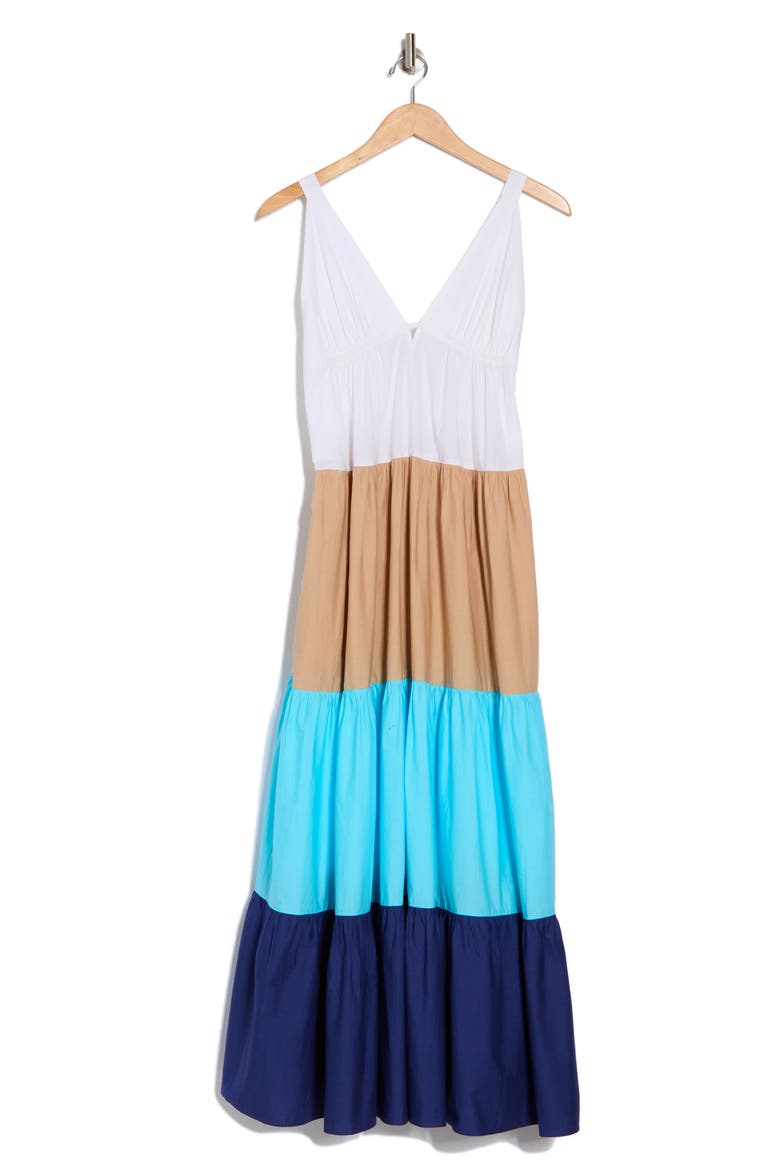 Colorblock Maxi Dress, Alternate, color, TURQUOISE MULTI