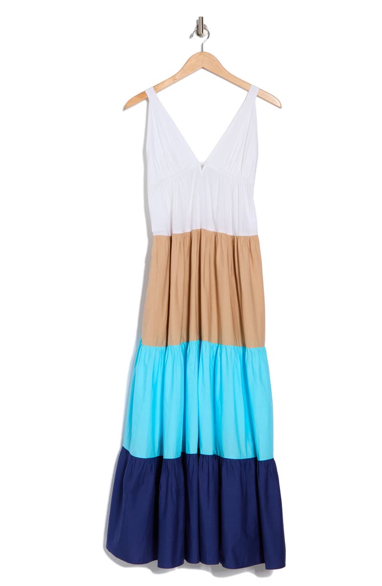AREA STARS Colorblock Maxi Dress, Alternate, color, Turquoise Multi