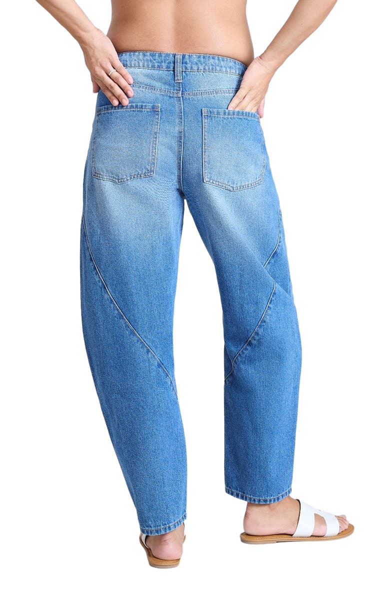 MOTHERHOOD MATERNITY Under the Belly Barrel Leg Maternity Jeans, Alternate, color, Medium Wash