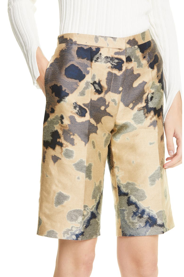Floral Jacquard Bermuda Shorts, Alternate, color, GOLD MULTI