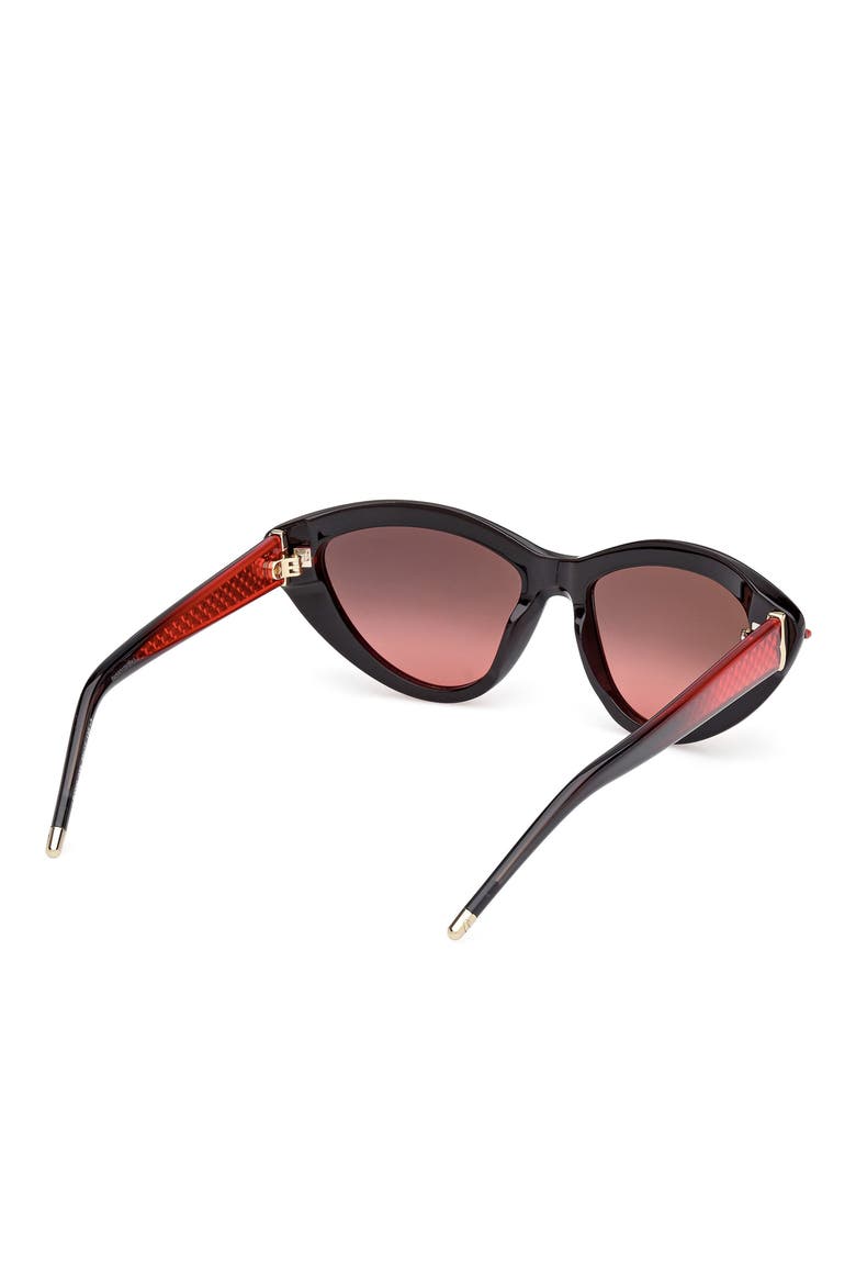 56mm Cat Eye Sunglasses, Alternate, color, BLACK / RED INSIDE / ZEISS