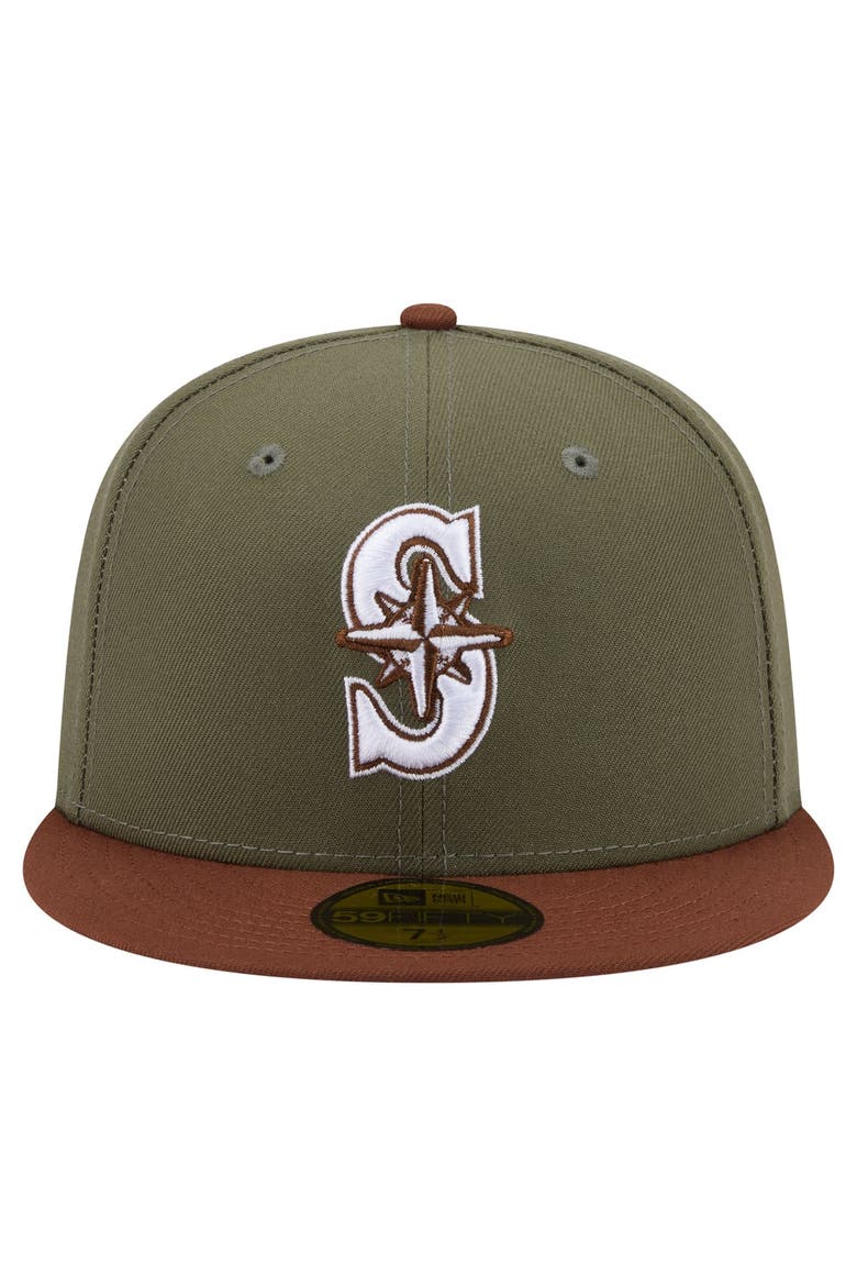 Men's New Era Olive/Brown Seattle Mariners Color Pack 59FIFTY Fitted Hat, Alternate, color, Olive