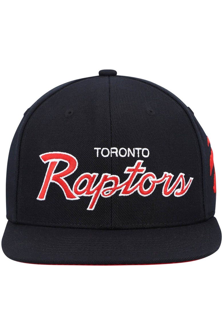 Men's Mitchell & Ness Black Toronto Raptors Hardwood Classics Script 2.0 Snapback Hat, Alternate, color, Black