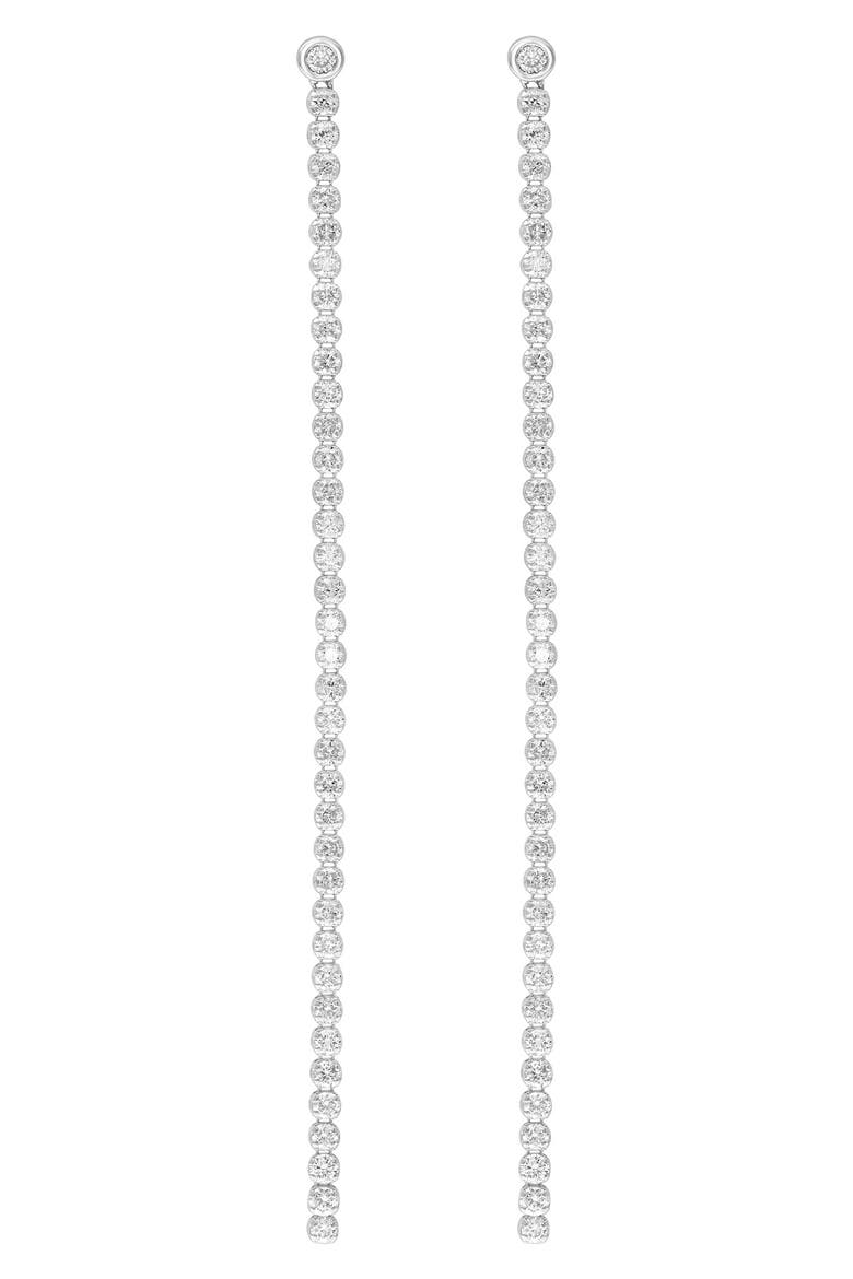 Sterling Silver Lab Grown Diamond Linear Drop Earrings, Alternate, color, SILVER