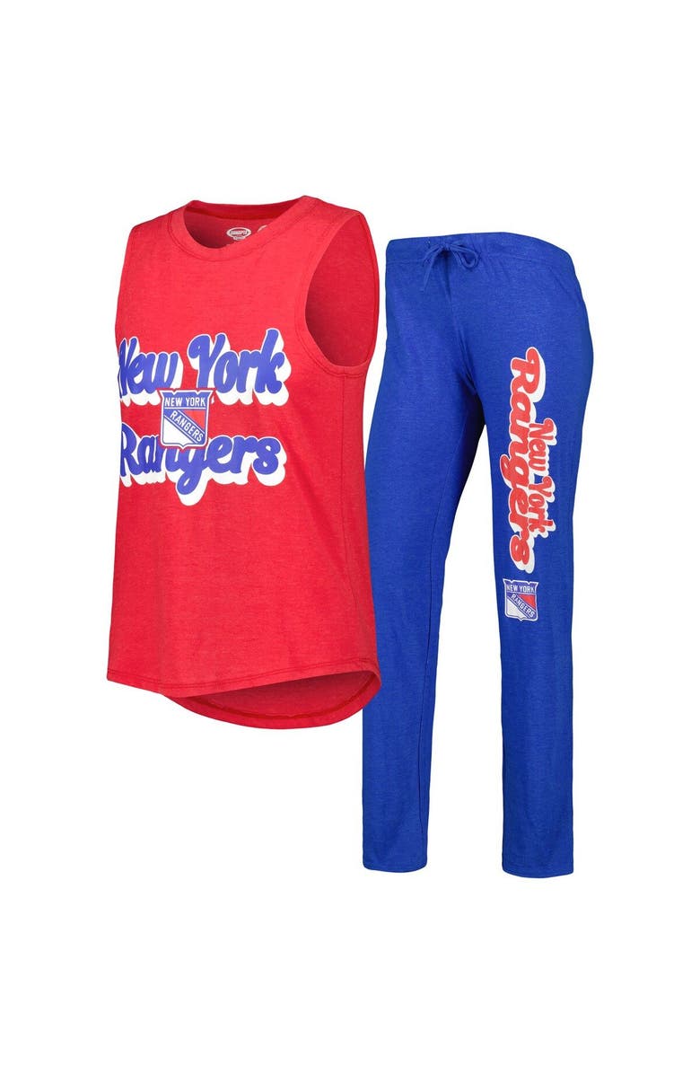 CONCEPTS SPORT Women's Concepts Sport Heather Red/Heather Blue New York Rangers Meter Muscle Tank Top & Pants Sleep Set, Main, color,