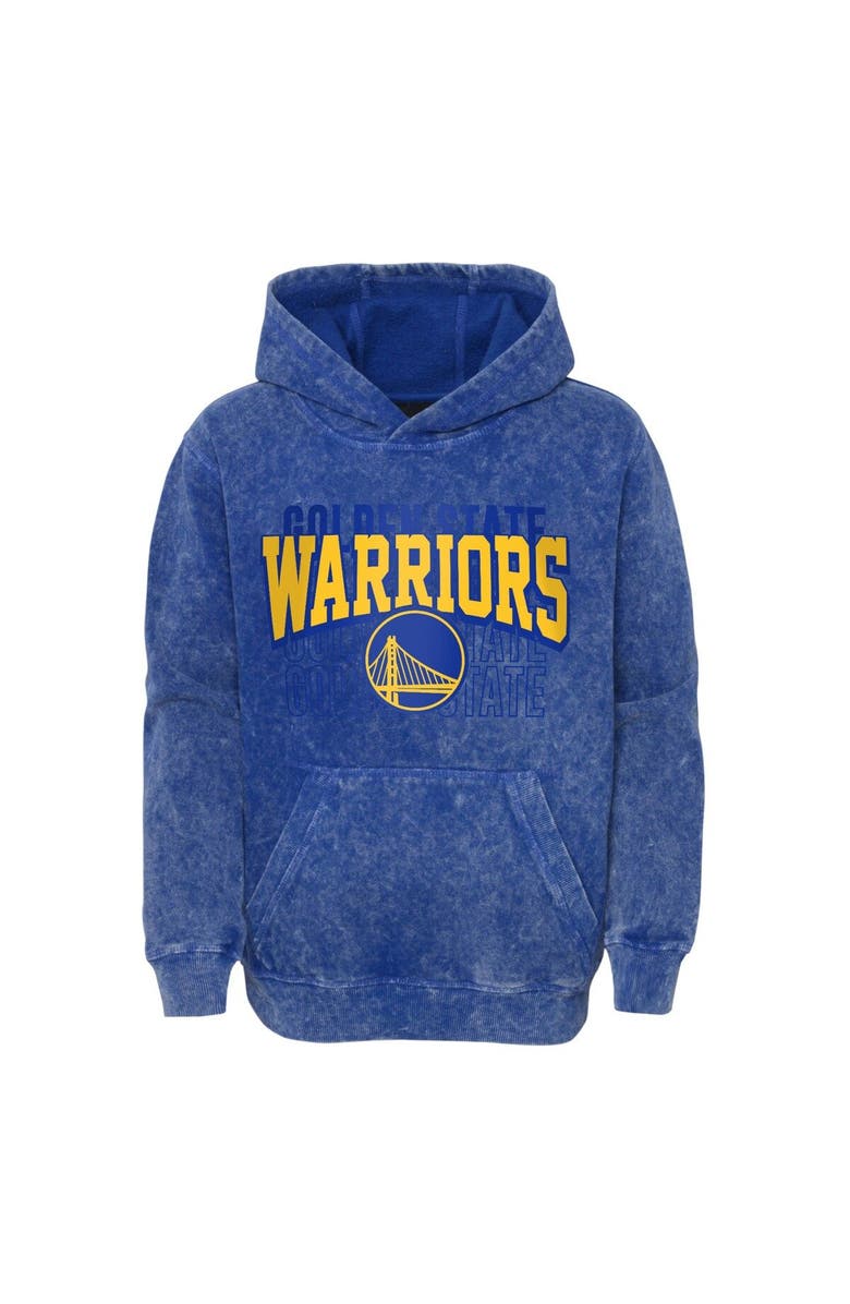 Outerstuff Youth Royal Golden State Warriors Mineral Wash Back-to-Back Pullover Hoodie, Alternate, color,