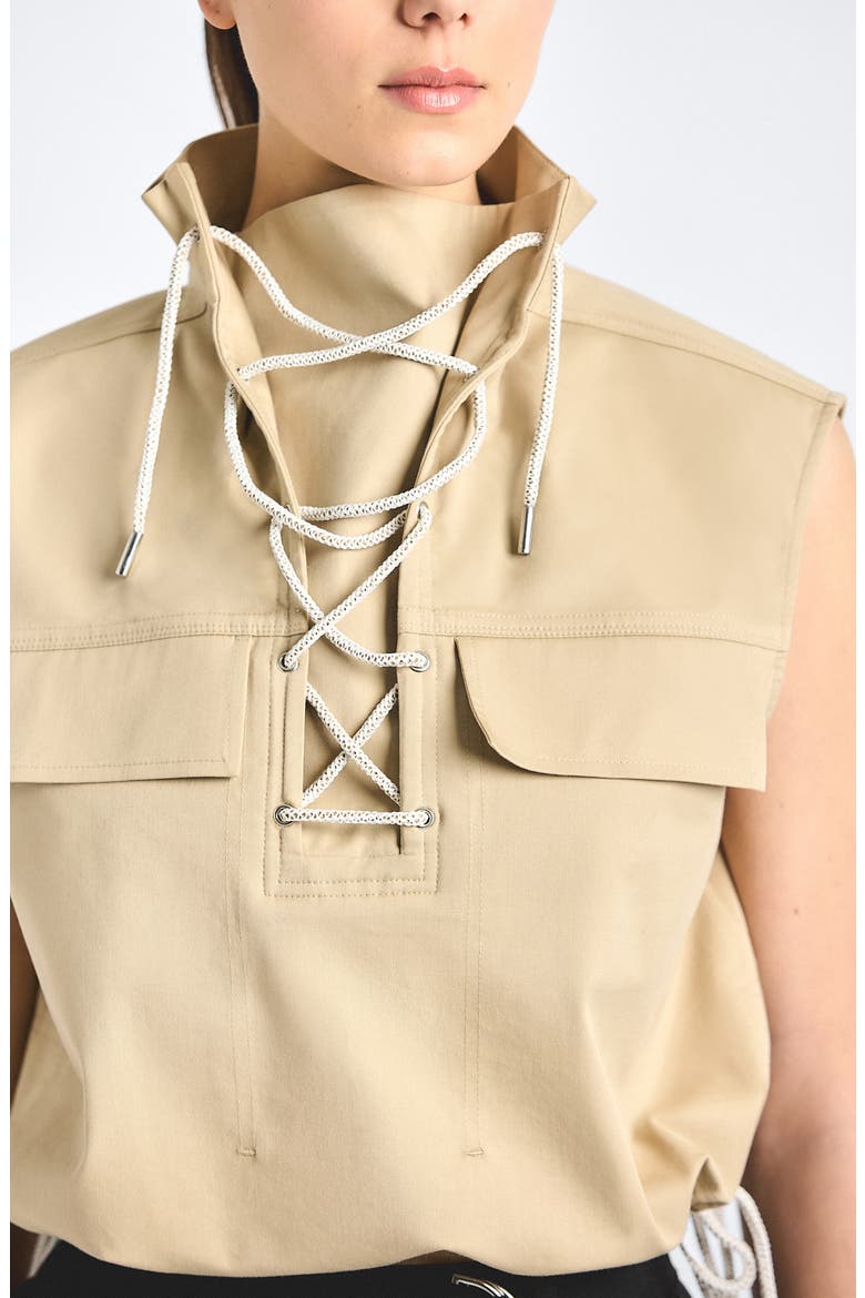 Solara Stretch Sleeveless Anorak Top, Alternate, color, SAFARI