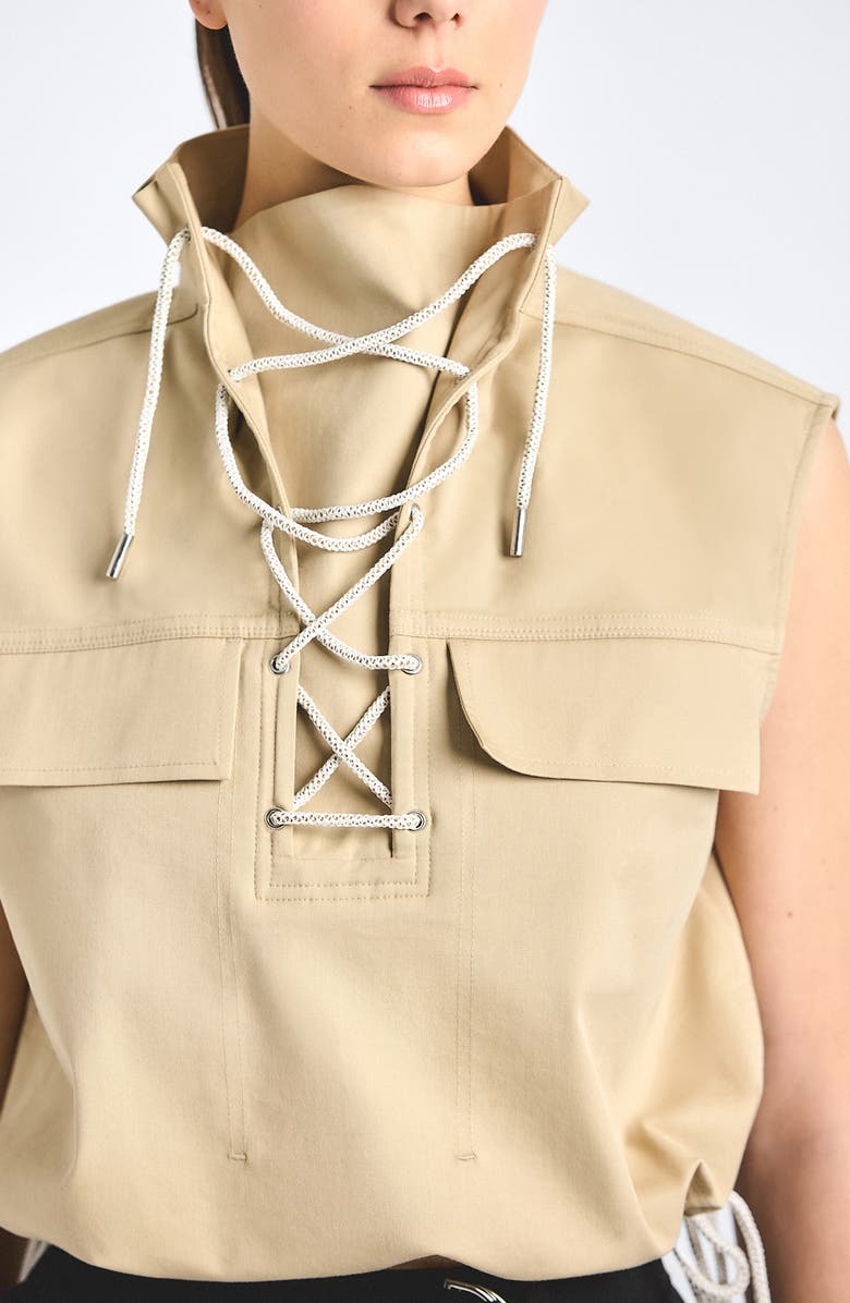 Derek Lam 10 Crosby Solara Stretch Sleeveless Anorak Top, Alternate, color, Safari