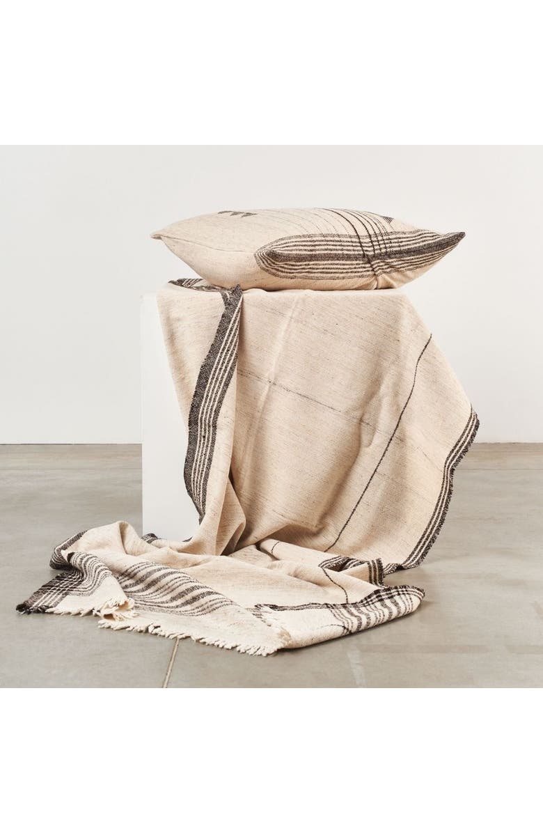 Studio Variously Seytu White Striped Gently Textured Handloom Throw, Alternate, color, White/Red