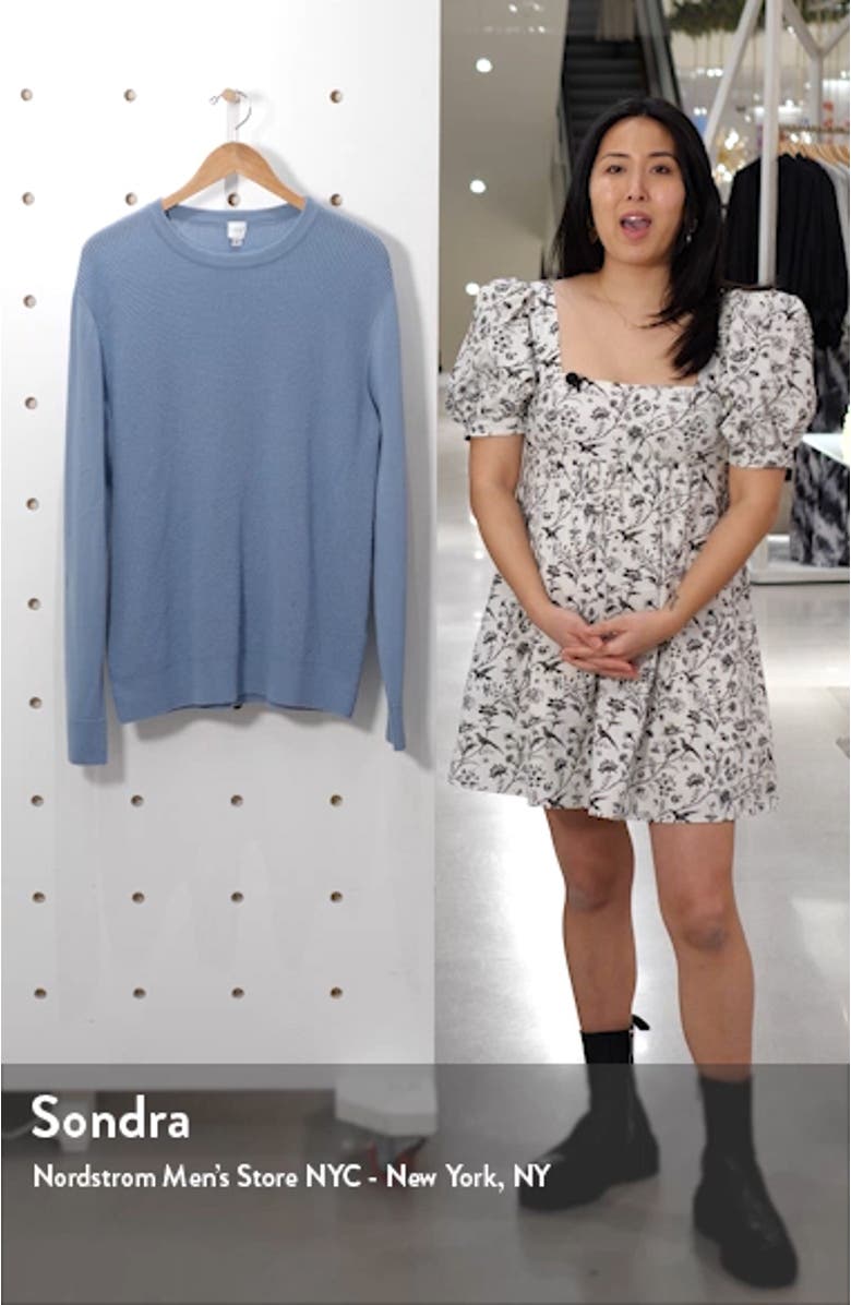 Trim Fit Waffle Knit Cashmere Crewneck Sweater, sales video thumbnail