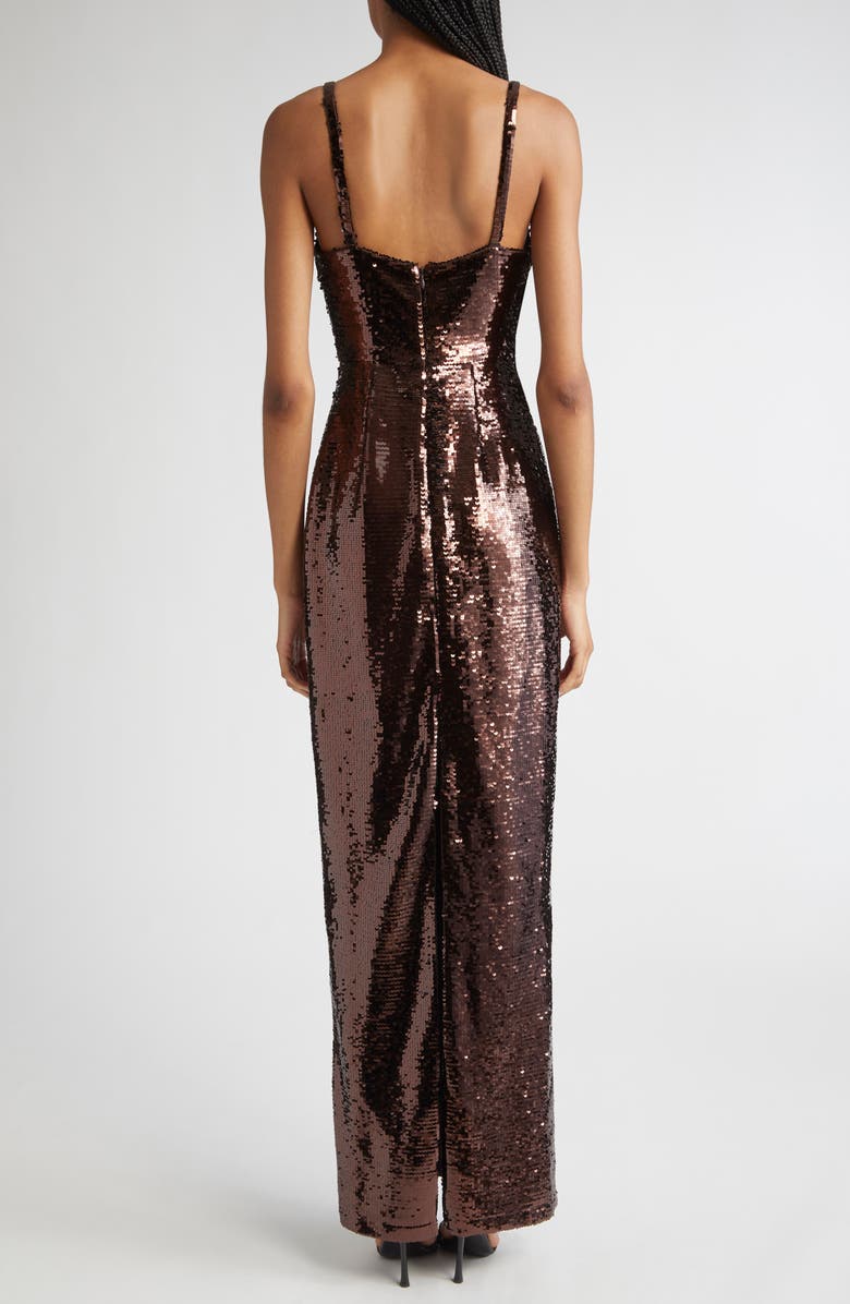 L'AGENCE Karma Sequin Maxi Dress, Alternate, color, Chocolate
