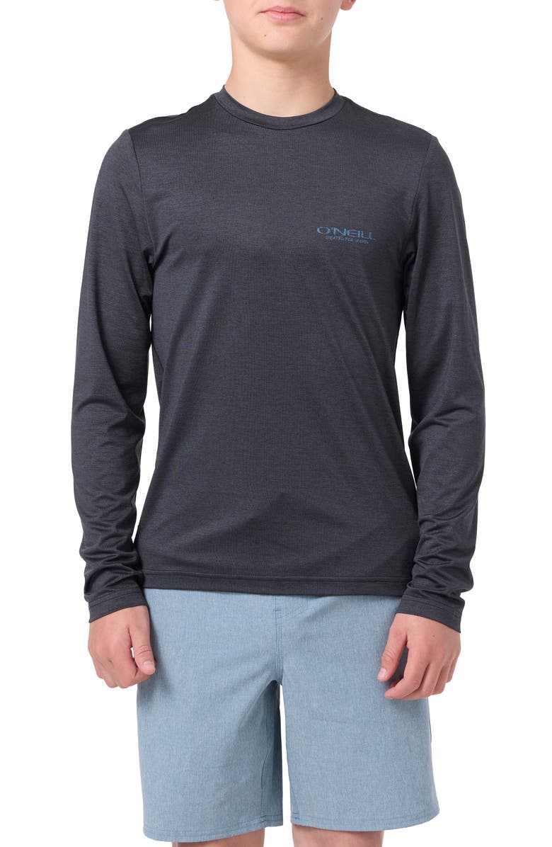 O'Neill Kids' TRVLR Stacked Long Sleeve Performance T-Shirt, Main, color, Heather Black
