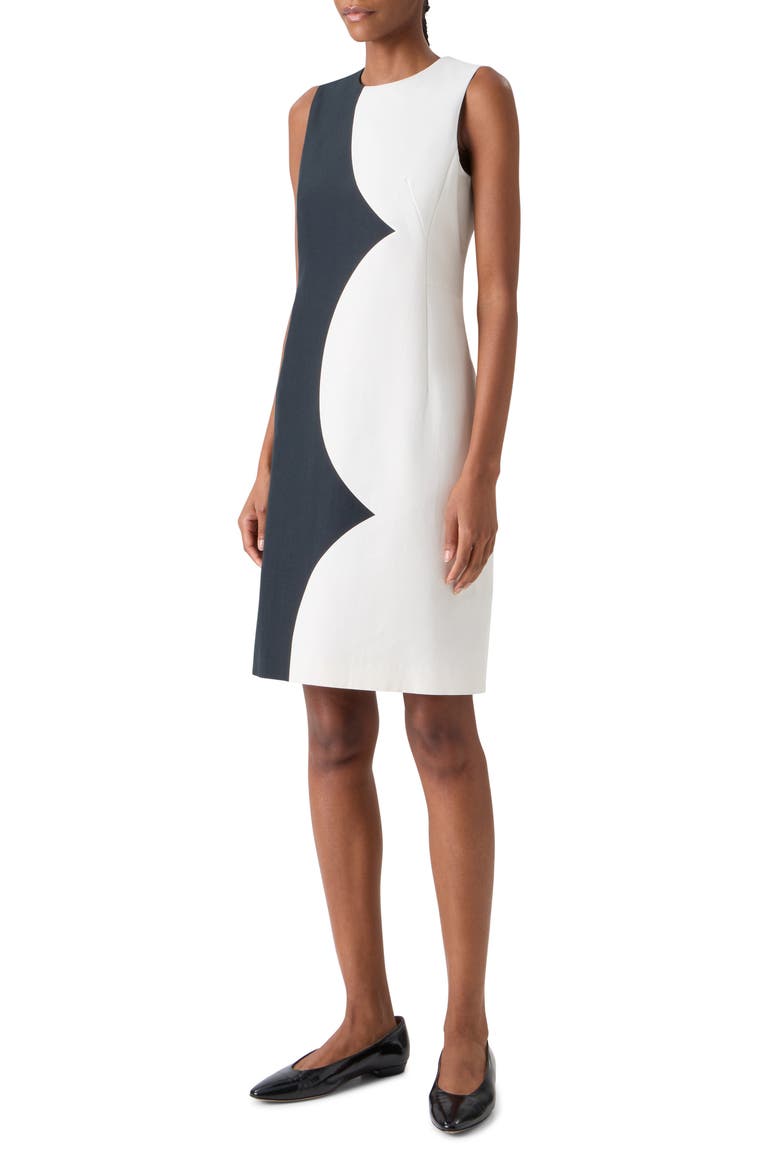 Cloud Cotton & Silk Blend Sheath Dress, Alternate, color, BLACK-ECRU