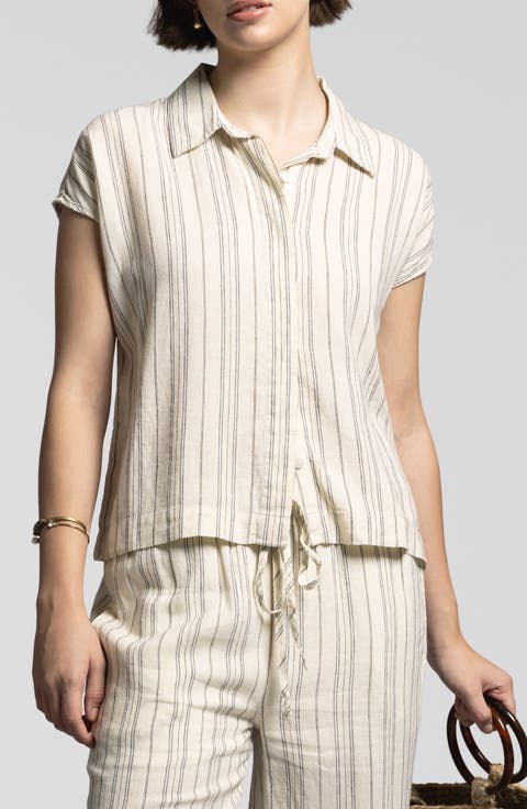 Stripe Linen Blend Shirt