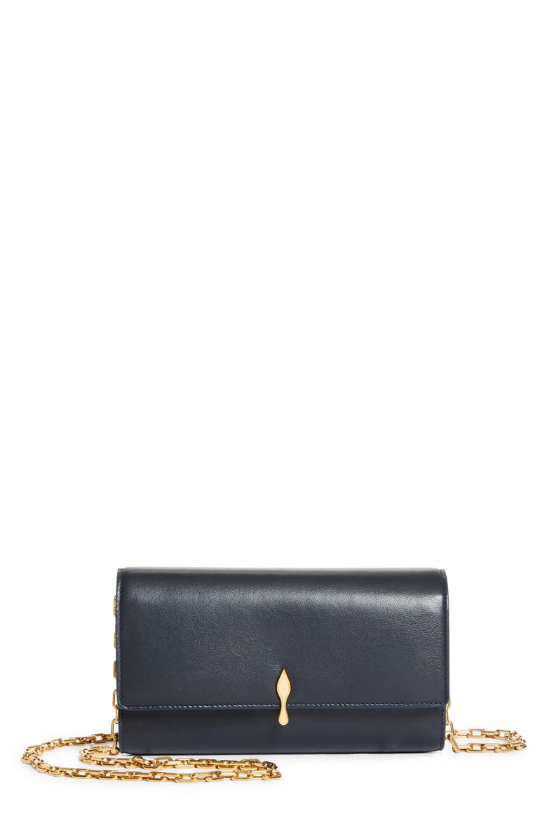 Bettina Leather Wallet on a Chain, Main, color, U423 MARINE/ GOLD