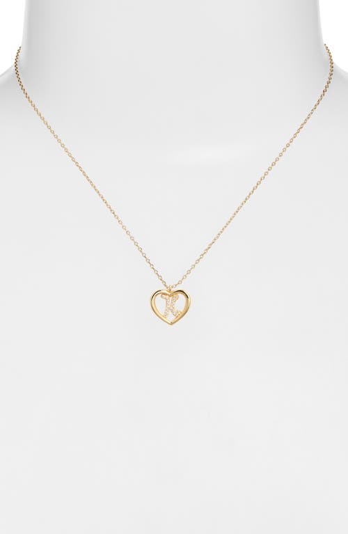 Argento Vivo Sterling Silver Heart Cubic Zirconia Initial Pendant Necklace In Gold