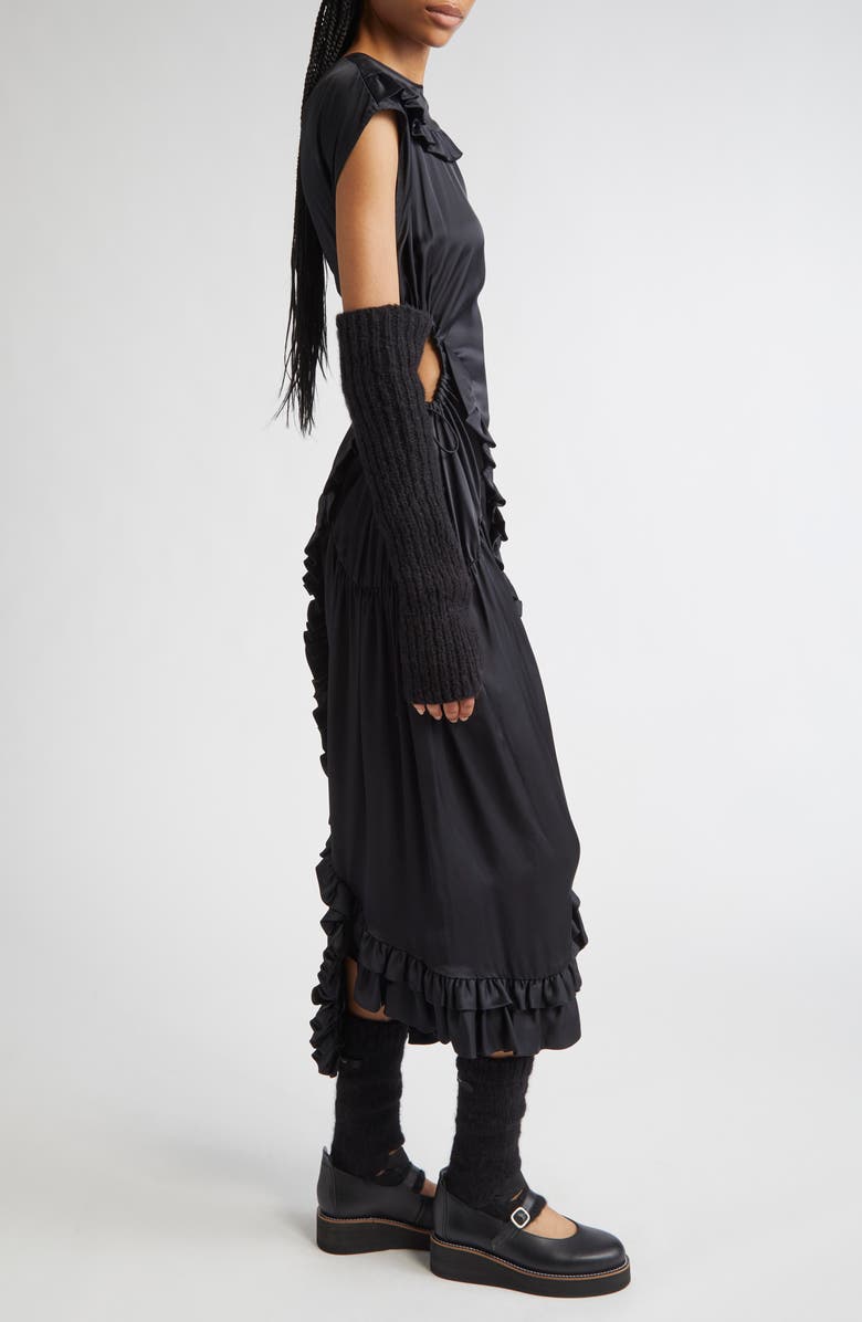 Meruert Tolegen Liquid Cutout Drape Satin Dress, Alternate, color, Black