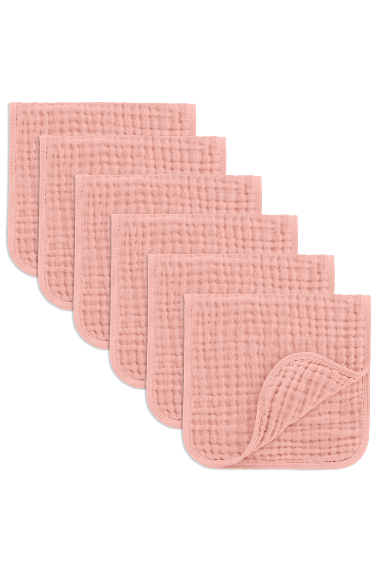 Muslin Burp Cloths - Pack of 6, Main, color, Bold Blush