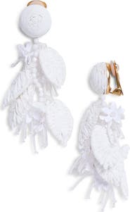 Oscar de la Renta Raffia Tassel Bouquet Clip-On Earrings