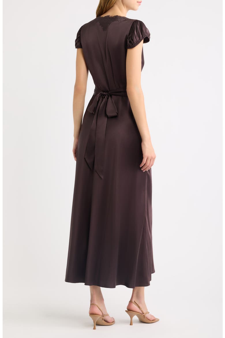 Coraline Lace Detail Floral Satin Maxi Dress, Alternate, color, EQUESTRIAN BROWN