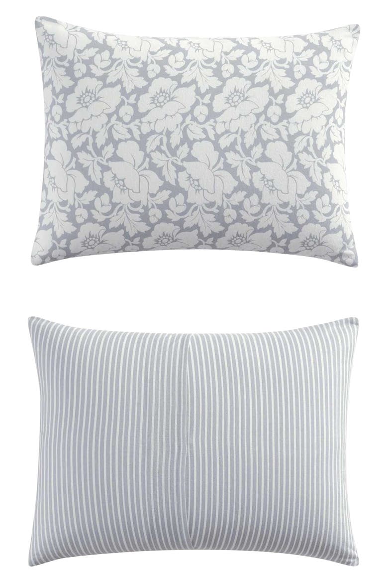 Copper Floral Stripe Comforter Set, Alternate, color, MIST BLUE/ WHITE