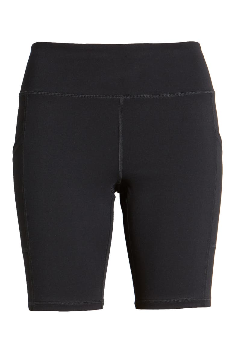 Women's Active Pep Talking Pocket Performance Bike Shorts, Alternate, color, BLACK