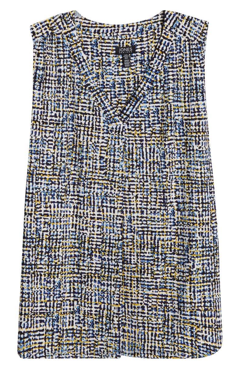 Jones New York Pleat Front Shell Top, Alternate, color, Jones White Multi