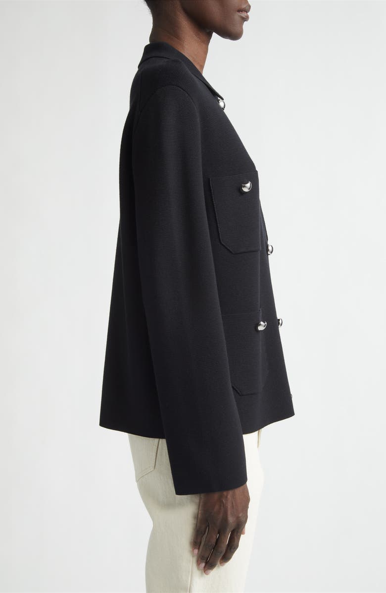 Lafayette 148 New York Matte Crepe Shirt Jacket, Alternate, color, Black Multi