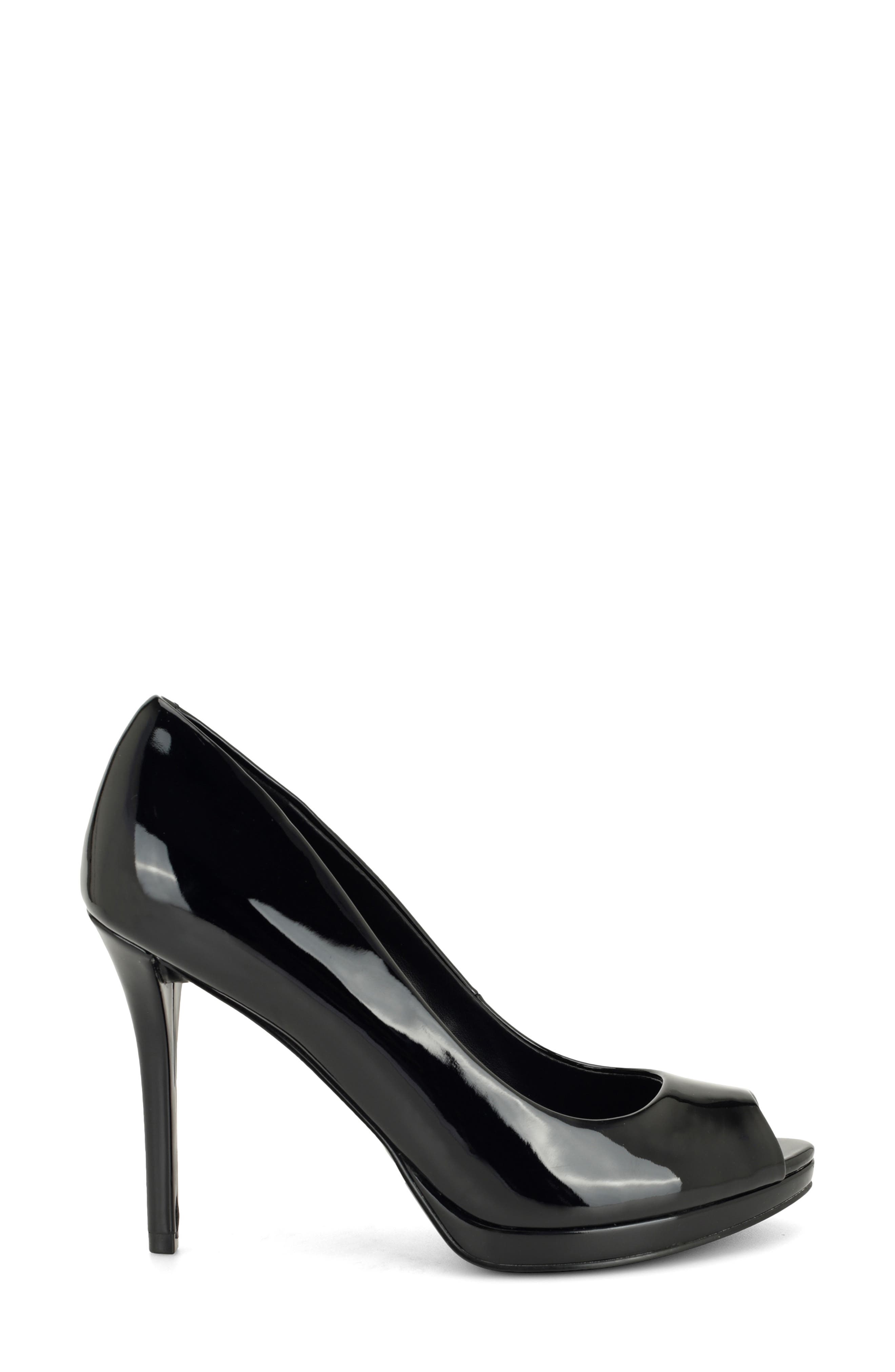 Tyrah Faux Leather Peep Toe Pump, Alternate, color, BLACK