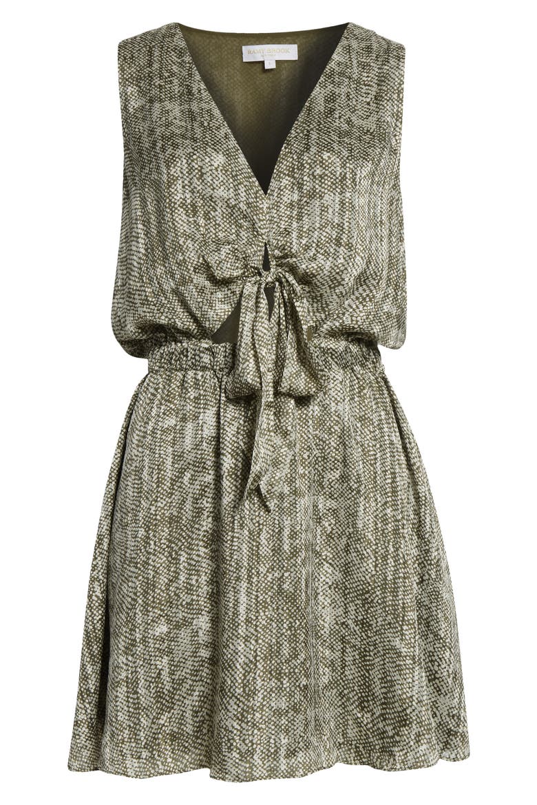 Itzel Abstract Snakeskin Print Silk Blend Minidress, Alternate, color, OLIVE BAJA DOT