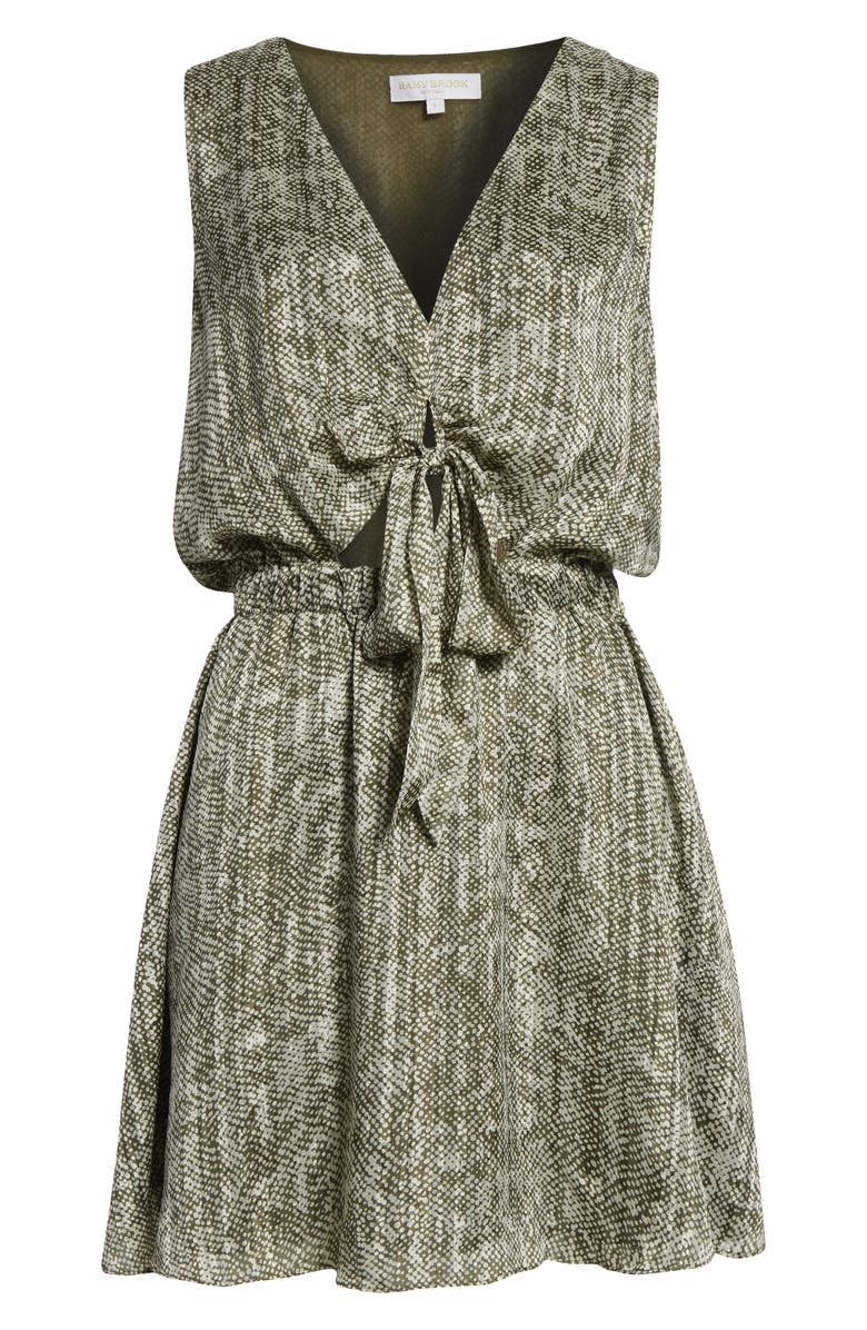 Ramy Brook Itzel Abstract Snakeskin Print Silk Blend Minidress, Alternate, color, Olive Baja Dot