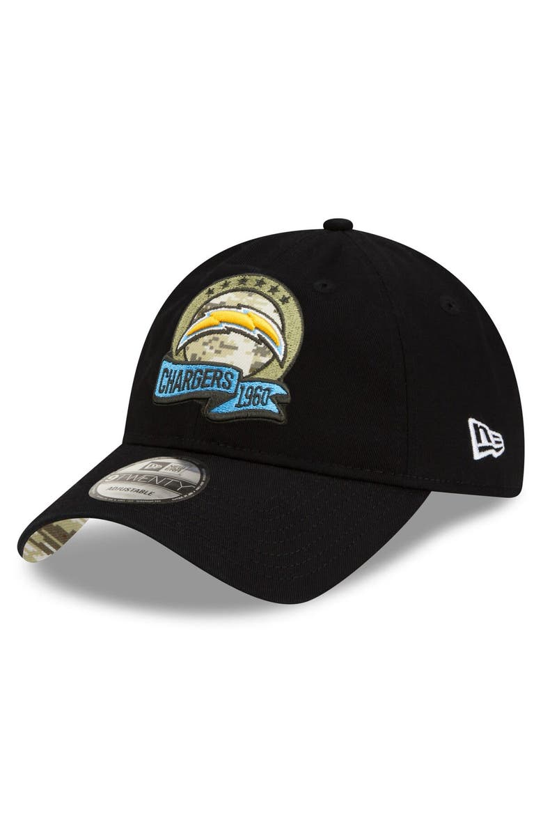 Men's New Era Black Los Angeles Chargers 2022 Salute To Service 9TWENTY Adjustable Hat, Alternate, color, Black