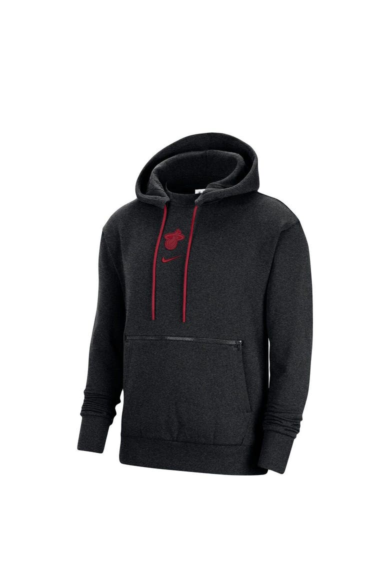 Men's Nike Heather Black Miami Heat Courtside Versus Flight Pullover Hoodie, Alternate, color, Heather Black