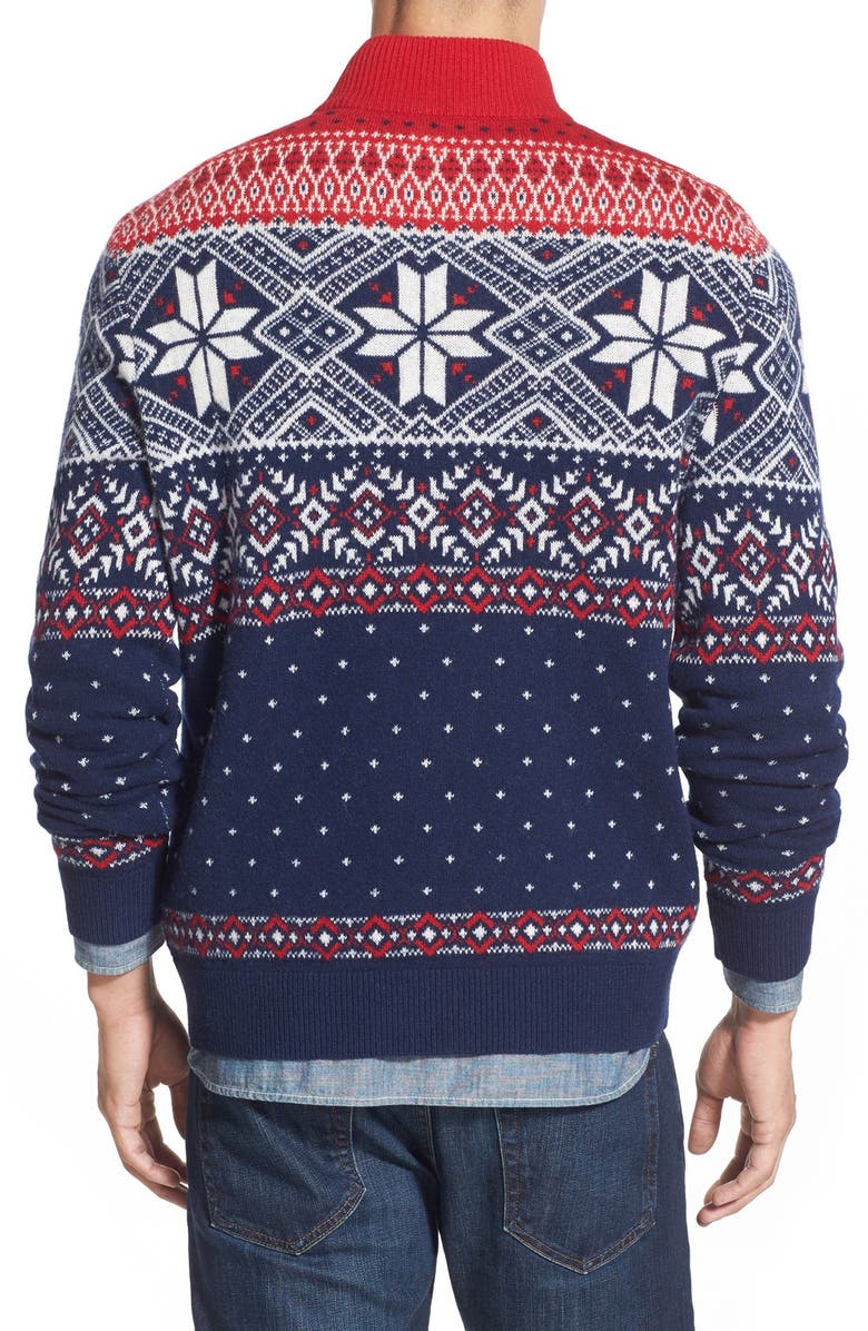 vineyard vines Fair Isle Quarter Zip Sweater, Alternate, color, 