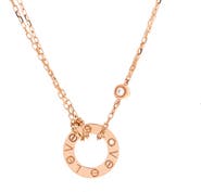 Pre-Owned Cartier 2 Diamonds Love Pendant Necklace 18K Rose Gold and Diamonds