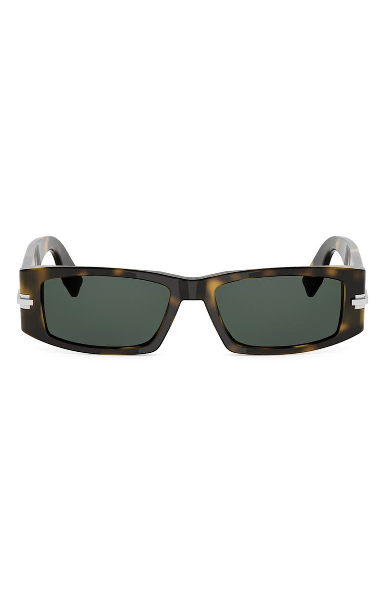 DIOR BlackSuit XL S5I 55mm Rectangular Sunglasses, Main, color, Dark Havana / Green
