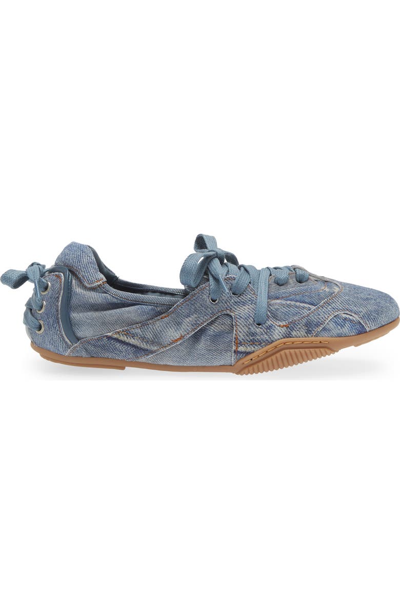 Acne Studios Bilaria Denim Effect Leather Low Top Sneaker, Alternate, color, Light Blue