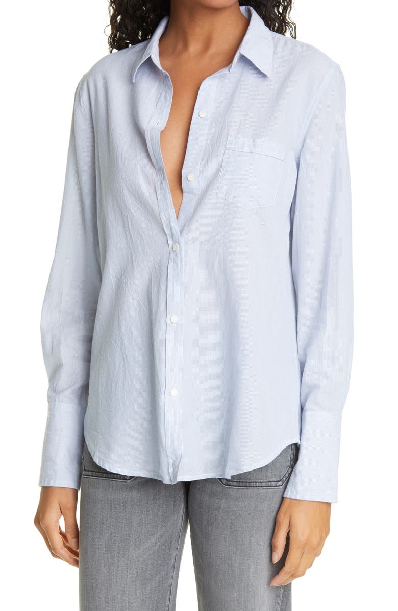 Nili Lotan Stripe Cotton Button-Up Shirt, Alternate, color, 