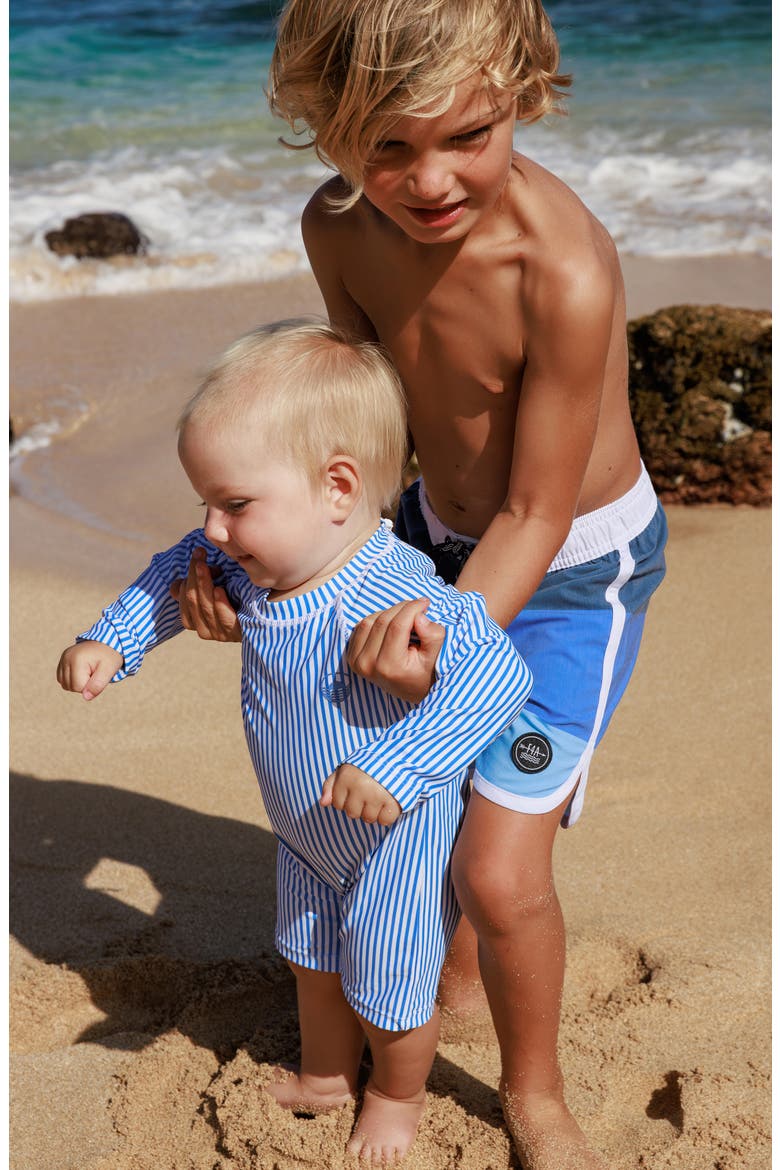 Kids' Cali Long Sleeve UPF 50+ One-Piece Rashguard Swimsuit, Alternate, color, MARINA BLUE
