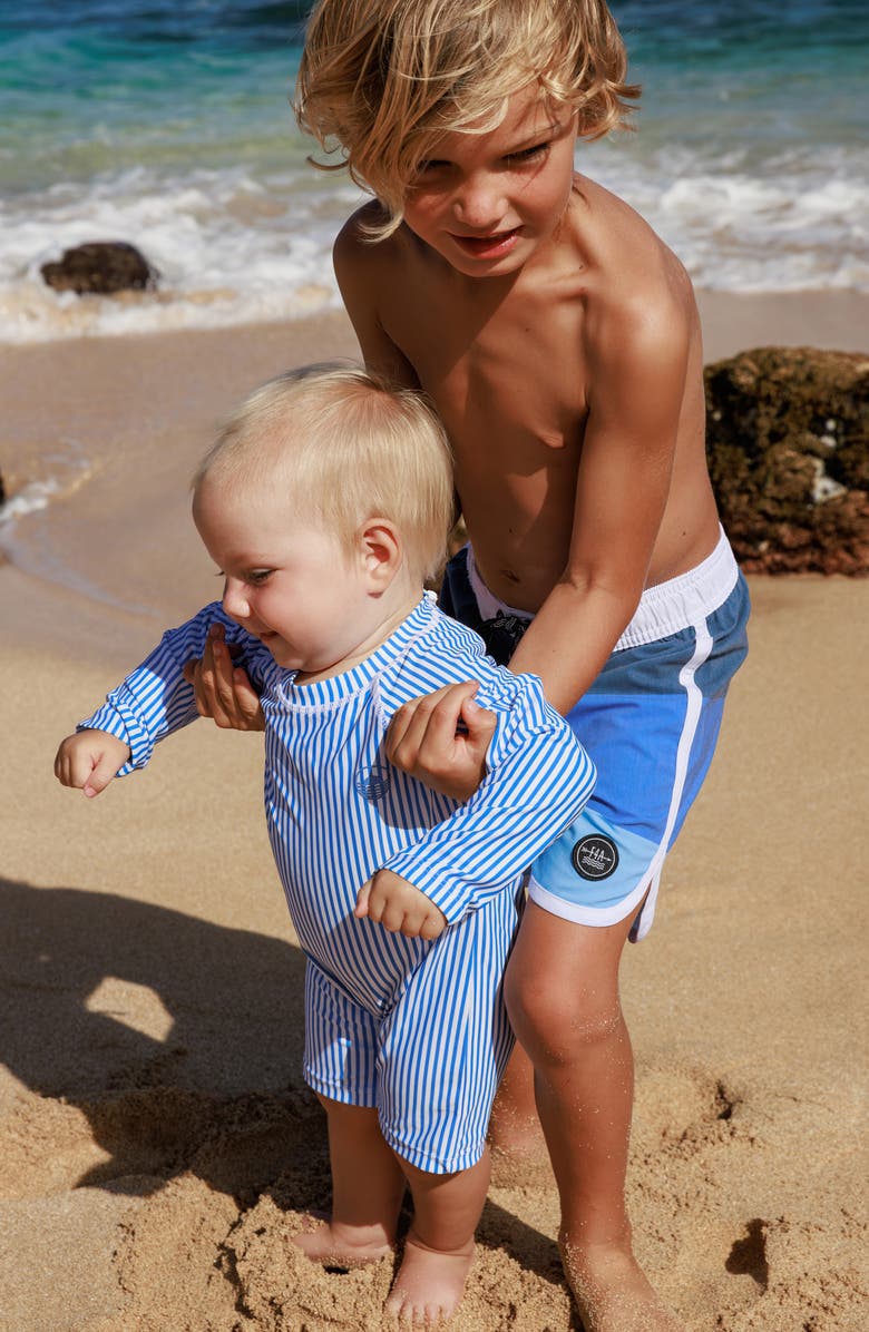 Feather 4 Arrow Kids' Cali Long Sleeve UPF 50+ One-Piece Rashguard Swimsuit, Alternate, color, Marina Blue