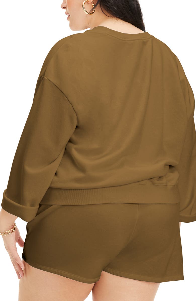 Good American Drop Shoulder Sweatshirt, Alternate, color, Moss002