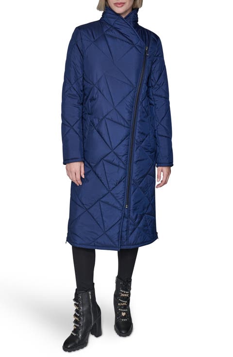 Quilted Asymmetric Midi Coat