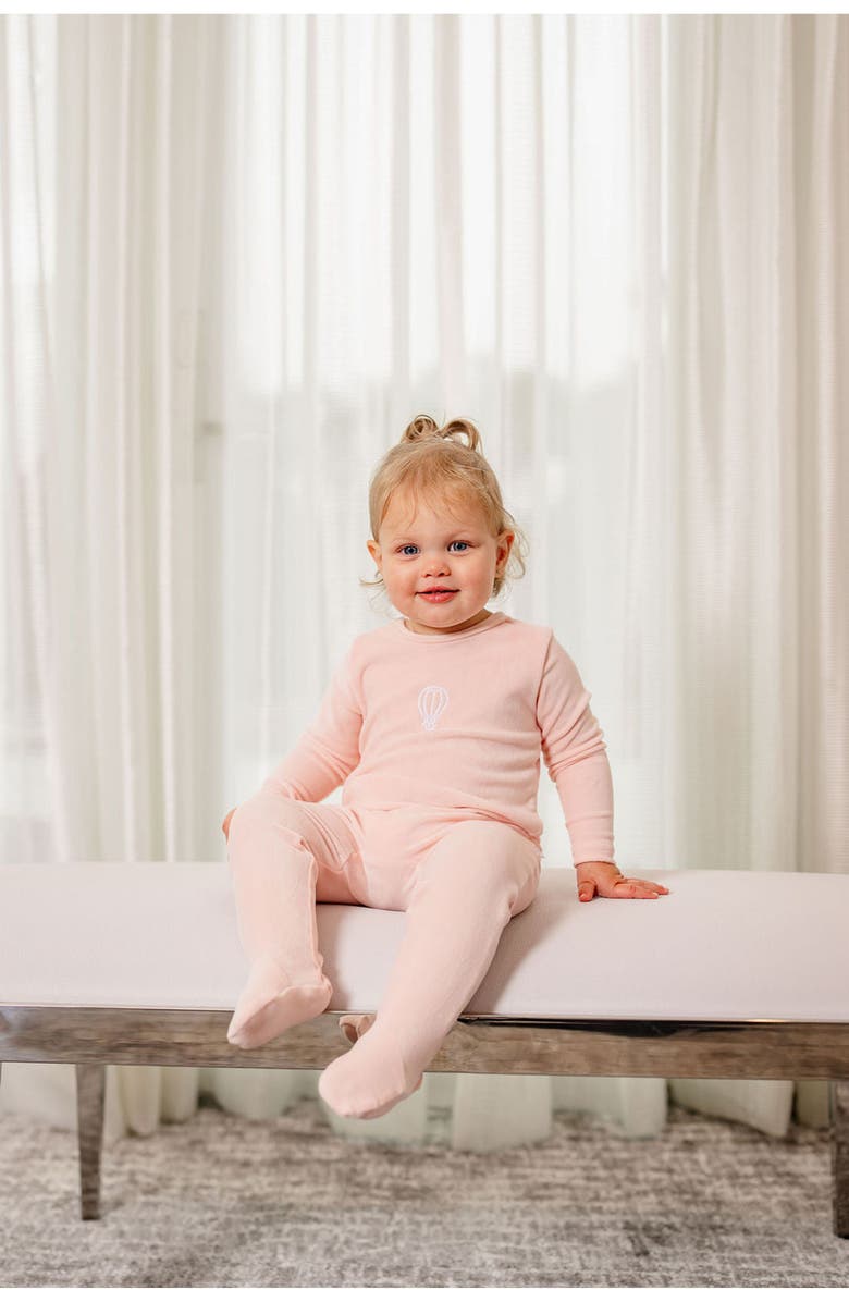 Pouf Girls Velour Embroidered Footie, Alternate, color, Pink