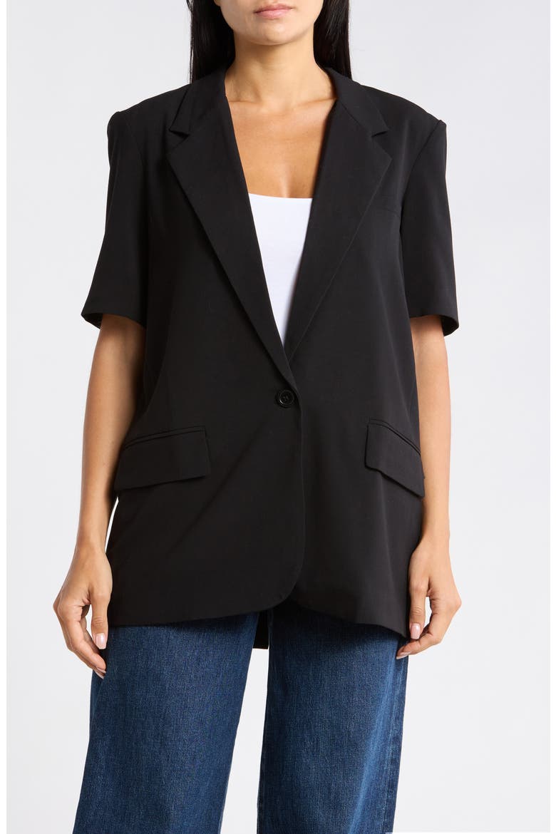 Brooklyn Short Sleeve Blazer, Main, color, BLACK