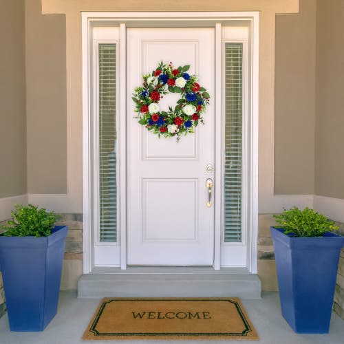 Northlight Carnation And Rose Artificial Americana Wreath In Red